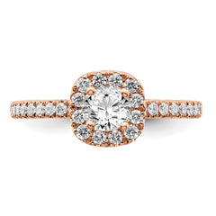 14k Rose Gold 3/4 carat Lab Grown Diamond VS/SI+ G+ Complete Round Halo Engagement Ring