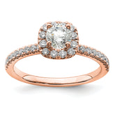 14k Rose Gold 3/4 carat Lab Grown Diamond VS/SI+ G+ Complete Round Halo Engagement Ring