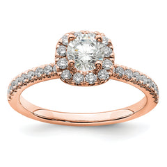 14k Rose Gold 3/4 carat Lab Grown Diamond VS/SI+ G+ Complete Round Halo Engagement Ring