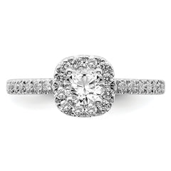14k White Gold 3/4 carat Lab Grown Diamond VS/SI+ G+ Complete Round Halo Engagement Ring