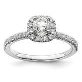 14k White Gold 3/4 carat Lab Grown Diamond VS/SI+ G+ Complete Round Halo Engagement Ring