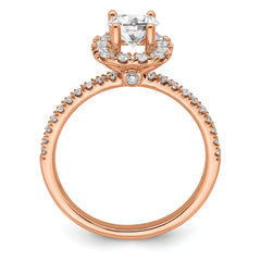 14k Rose Gold 1 carat Lab Grown Diamond VS/SI+ G+ Complete Round Halo Engagement Ring