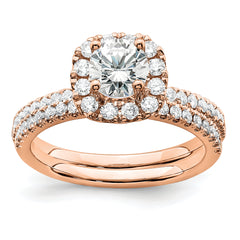14k Rose Gold 1 carat Lab Grown Diamond VS/SI+ G+ Complete Round Halo Engagement Ring