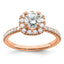 14k Rose Gold 1 carat Lab Grown Diamond VS/SI+ G+ Complete Round Halo Engagement Ring