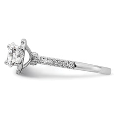 14k White Gold 1 carat Lab Grown Diamond VS/SI+ G+ Complete Round Halo Engagement Ring