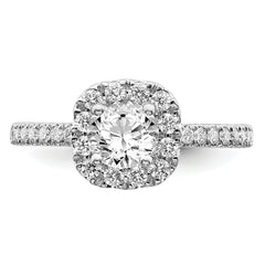 14k White Gold 1 carat Lab Grown Diamond VS/SI+ G+ Complete Round Halo Engagement Ring