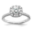 14k White Gold 1 carat Lab Grown Diamond VS/SI+ G+ Complete Round Halo Engagement Ring