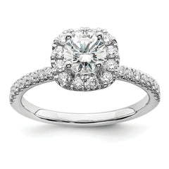 14k White Gold 1 carat Lab Grown Diamond VS/SI+ G+ Complete Round Halo Engagement Ring