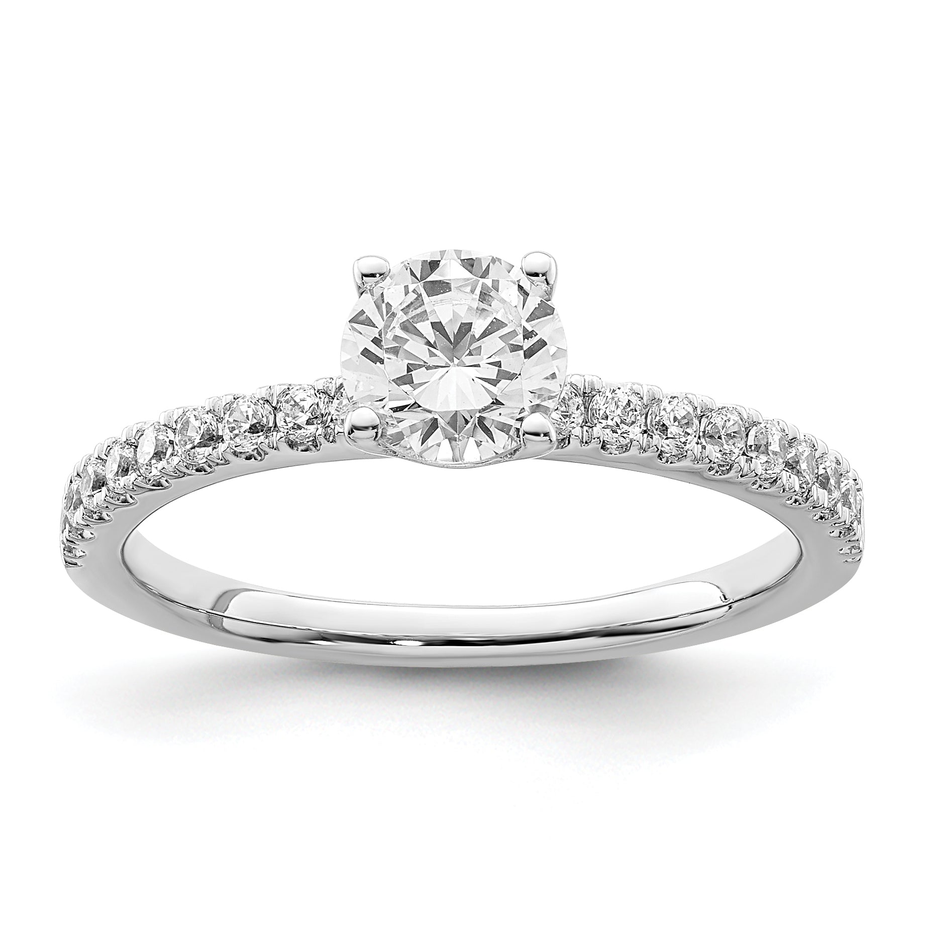 14k White Gold 3/4 carat Lab Grown Diamond VS/SI+ G+ Semi Mount Round Size 6 Engagement Ring