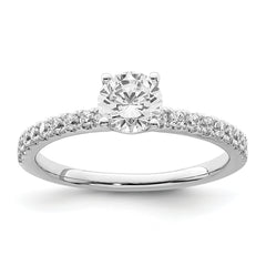 14k White Gold 3/4 carat Lab Grown Diamond VS/SI+ G+ Semi Mount Round Size 6 Engagement Ring