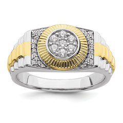 10k Two-Tone 1/3 carat Lab Grown Diamond VS/SI+ G+ Complete Men's Ring