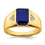 Men's Emerald-Cut Lab-Created Sapphire & Diamond Ring in 14K Yellow Gold (1/20 ct. tw.), Size 10 - Sophia Jewelers