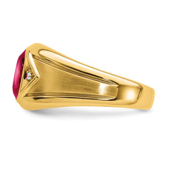 14k Created Ruby and Diamond Mens Ring