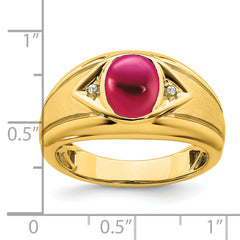14k Created Ruby and Diamond Mens Ring
