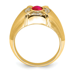 14k Ruby and Diamond Mens Ring