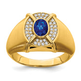 14k Sapphire and Diamond Mens Ring