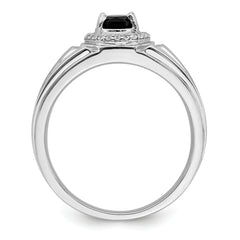 14k Onyx and Diamond Mens Ring