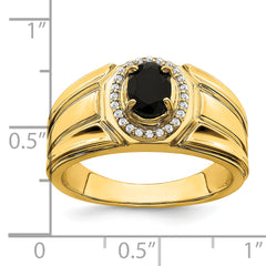 14k Onyx and Diamond Mens Ring