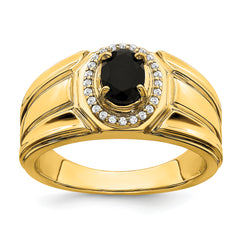 14k Onyx and Diamond Mens Ring