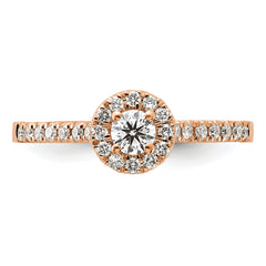 14k Rose Gold 1/2 carat Lab Grown Diamond VS/SI+ G+ Round Complete Halo Engagement Ring