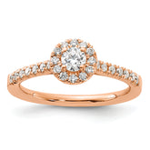 14k Rose Gold 1/2 carat Lab Grown Diamond VS/SI+ G+ Round Complete Halo Engagement Ring