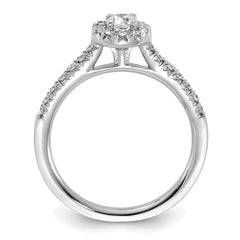 14k White Gold 1/2 carat Lab Grown Diamond VS/SI+ G+ Round Complete Halo Engagement Ring