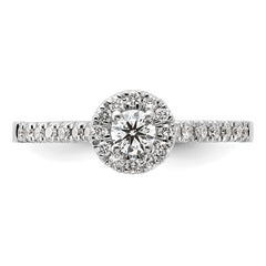 14k White Gold 1/2 carat Lab Grown Diamond VS/SI+ G+ Round Complete Halo Engagement Ring