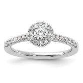 14k White Gold 1/2 carat Lab Grown Diamond VS/SI+ G+ Round Complete Halo Engagement Ring