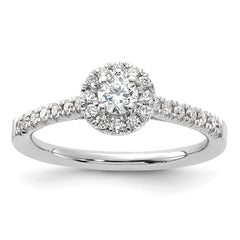 14k White Gold 1/2 carat Lab Grown Diamond VS/SI+ G+ Round Complete Halo Engagement Ring