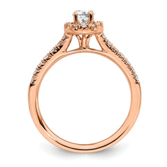14k Rose Gold 3/4 carat Lab Grown Diamond VS/SI+ G+ Round Complete Halo Engagement Ring