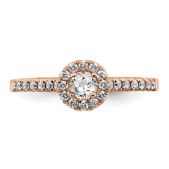 14k Rose Gold 3/4 carat Lab Grown Diamond VS/SI+ G+ Round Complete Halo Engagement Ring