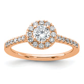 14k Rose Gold 3/4 carat Lab Grown Diamond VS/SI+ G+ Round Complete Halo Engagement Ring