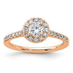 14k Rose Gold 3/4 carat Lab Grown Diamond VS/SI+ G+ Round Complete Halo Engagement Ring