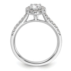 14k White Gold 3/4 carat Lab Grown Diamond VS/SI+ G+ Round Complete Halo Engagement Ring
