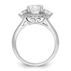 14k White Gold 1/2 carat Lab Grown Diamond VS/SI+ G+ 1 1/2 carat Center Round Semi Mount Three Stone Engagement Ring
