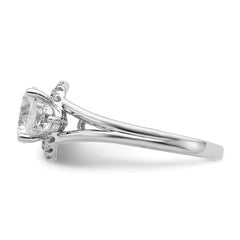 14k White Gold 1/2 carat Lab Grown Diamond VS/SI+ G+ 1 1/2 carat Center Round Semi Mount Three Stone Engagement Ring