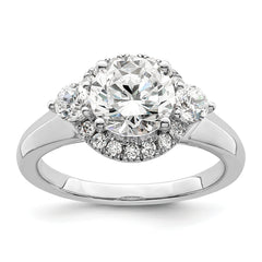 14k White Gold 1/2 carat Lab Grown Diamond VS/SI+ G+ 1 1/2 carat Center Round Semi Mount Three Stone Engagement Ring