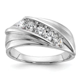 10k White Gold 3/4 carat Lab Grown Diamond VS/SI+ G+ Five Stone Complete Men's Ring
