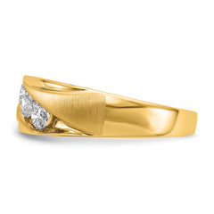 14k 5/8 carat Lab Grown Diamond VS/SI+ G+ Three Stone Complete Men's Ring