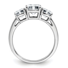 14k White Gold 2 1/3 carat Certified Lab Grown Diamond VS+ F+ Cushion Complete Three Stone Engagement Ring