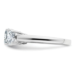 14k White Gold 2 1/3 carat Certified Lab Grown Diamond VS+ F+ Cushion Complete Three Stone Engagement Ring