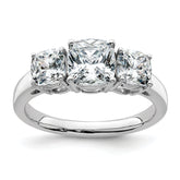 14k White Gold 2 1/3 carat Certified Lab Grown Diamond VS+ F+ Cushion Complete Three Stone Engagement Ring