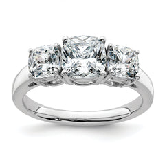14k White Gold 2 1/3 carat Certified Lab Grown Diamond VS+ F+ Cushion Complete Three Stone Engagement Ring
