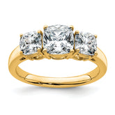 14k 2 1/3 carat Certified Lab Grown Diamond VS+ F+ Cushion Complete Three Stone Engagement Ring