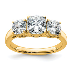 14k 2 1/3 carat Certified Lab Grown Diamond VS+ F+ Cushion Complete Three Stone Engagement Ring