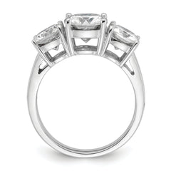 14k White Gold 3 3/4 carat Certified Lab Grown Diamond VS+ F+ Cushion Complete Three Stone Engagement Ring