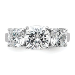 14k White Gold 3 3/4 carat Certified Lab Grown Diamond VS+ F+ Cushion Complete Three Stone Engagement Ring