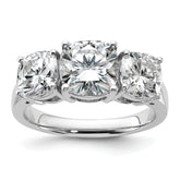 14k White Gold 3 3/4 carat Certified Lab Grown Diamond VS+ F+ Cushion Complete Three Stone Engagement Ring