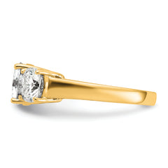 14k 3 3/4 carat Certified Lab Grown Diamond VS+ F+ Cushion Complete Three Stone Engagement Ring