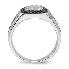 10k White Gold 3/8 carat Lab Grown Diamond VS/SI+ G+ and Lab Created Blue Sapphire Men's Ring